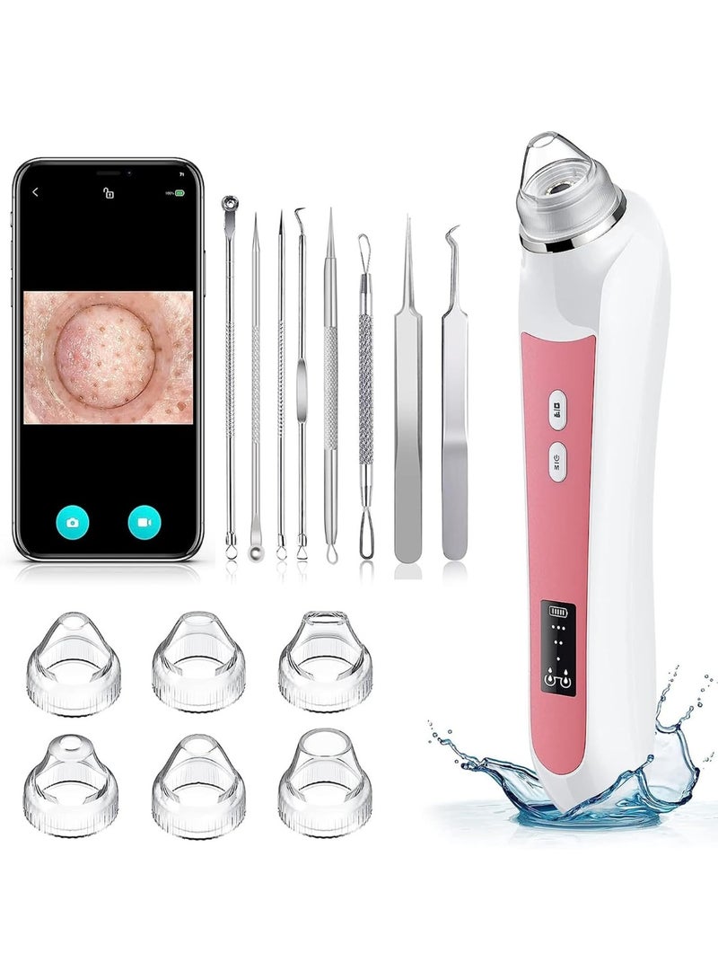 Blackhead Remover Vacuum Set with Acne needle, USB Interface Type Pore Vacuum, Black Head Extractions Tool with Camerafor, Men and Women Pore Cleaner, 3 Adjustment Modes & 6 Suction Heads - Image 1